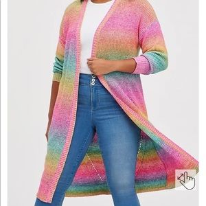 Torrid Rainbow Ombré Knit Duster